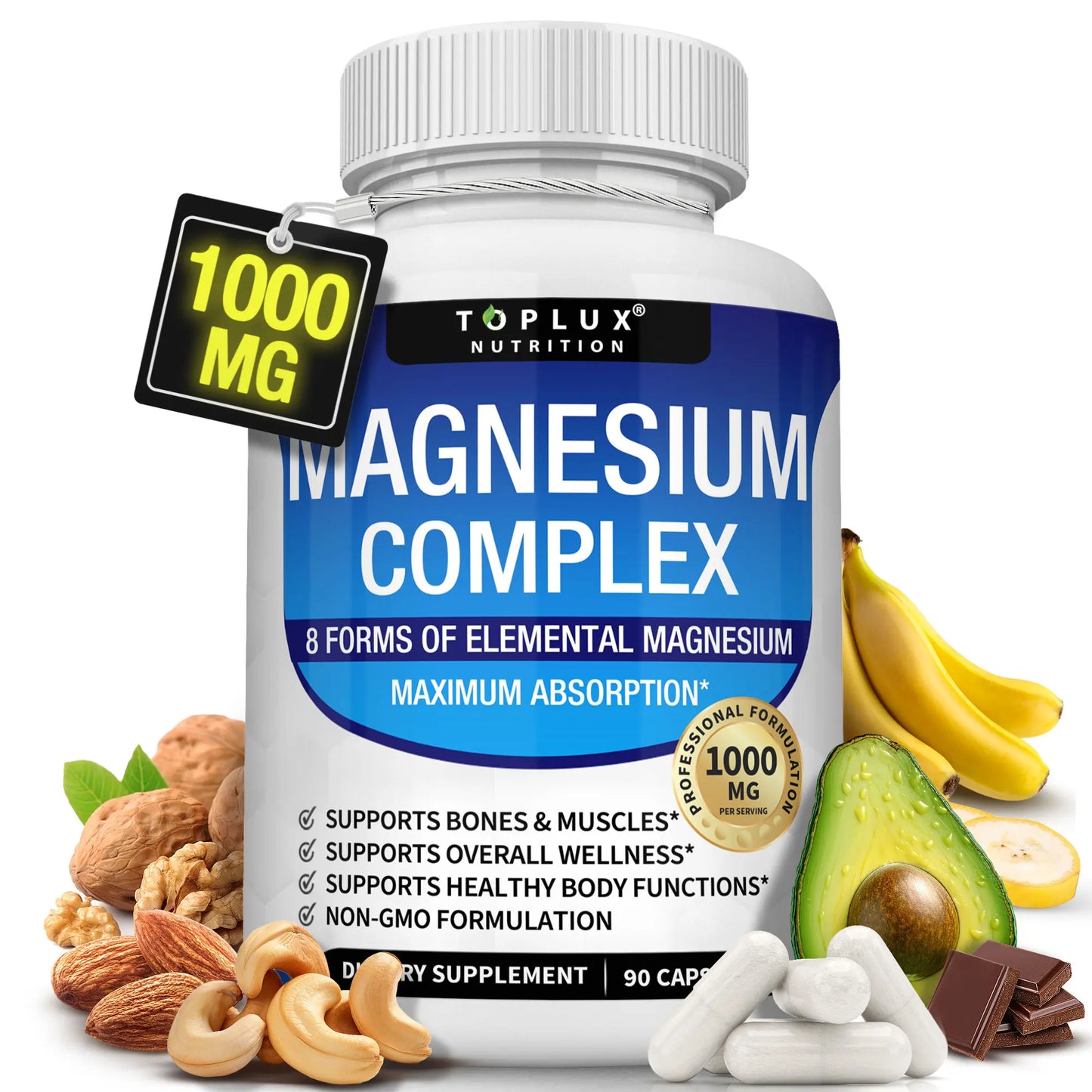 Unlock Restful Sleep with Toplux Magnesium Complex - 8 Essential Forms of Magnesium in One Powerful Capsule