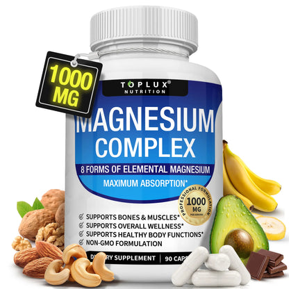 Unlock Restful Sleep with Toplux Magnesium Complex - 8 Essential Forms of Magnesium in One Powerful Capsule